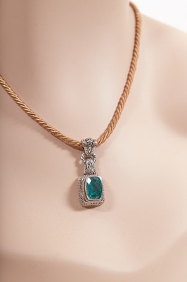 Sarda Balinese Cabochon Green Onyx & Sterling Silver Charm Enhancer Pendant! New