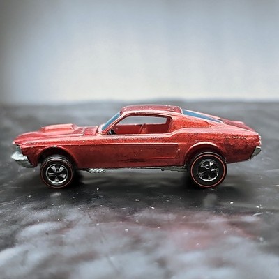 1967 Hot Wheels Redline Custom Mustang Red HK Red Int Rare Vintage