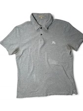 Archival Burberry Brit Grey Polo Shirt Nova Check Collar Cotton Men s Medium