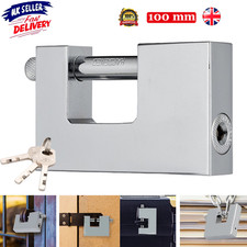 PADLOCK 100MM HEAVY DUTY SHUTTER PAD LOCK +3 KEY HIGH SECURITY ANTI RUST SHACKLE