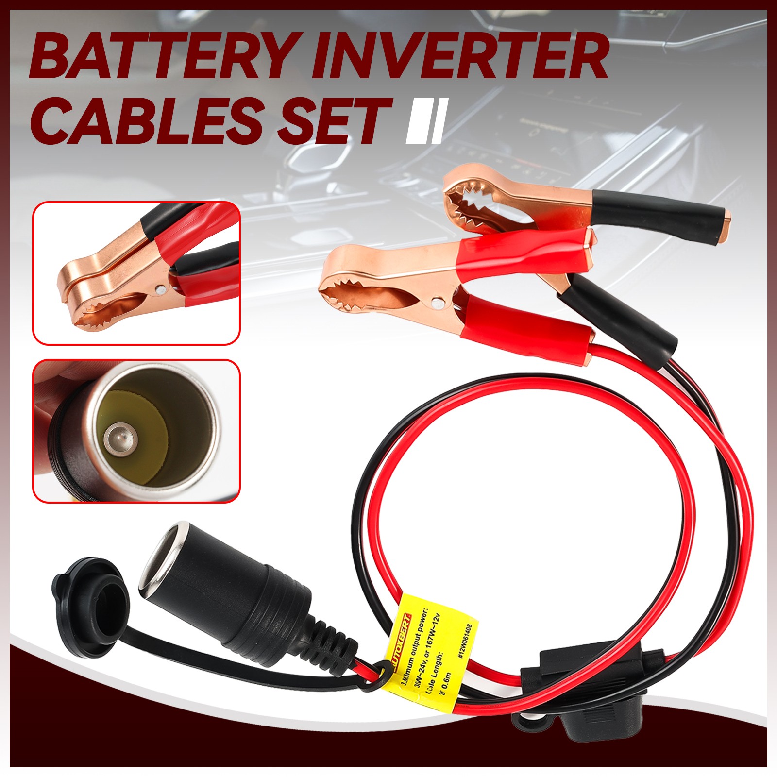 Adapter Socket Alligator Clip Clamp 2ft Cable