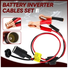 12V  Battery To Cigarette Lighter Adapter Socket Alligator Clip Clamp 2ft Cable
