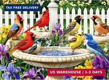 500 Pieces Puzzle for Adults,Birds Bath Flower Fence Puzzle,Recycled Cardboard A