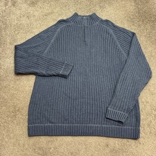 L.L. Bean Fisherman 1/4 Zip Pullover Sweater Mens XL Blue Cotton Mock Neck NWT