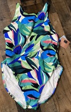 Women's Pique High Neck Full Coverage One Piece Swimsuit - Shade Shore XL 16