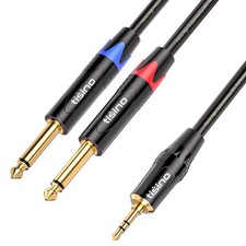 Tisino 1/8 to 1/4 Stereo Cable, Inch TRS Dual 3.3 feet, Black