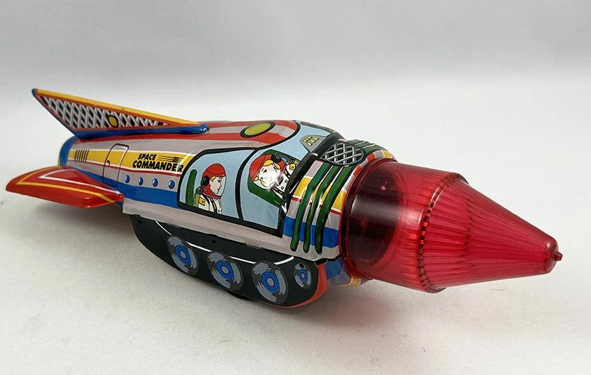 Fusée à friction étincelante Space Rocket II, grand jouet vintage mécanique