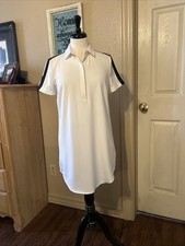 Forever 21 - White Shirt Dress-black Striped Sleeves-Women's SZ S