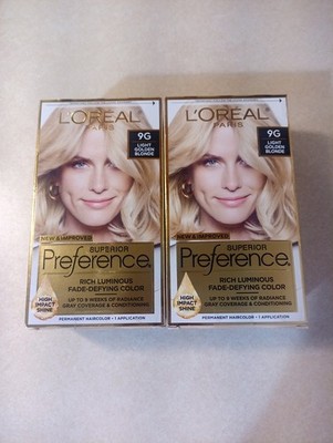 2x L'Oreal Paris Superior Preference 9G Light Golden Blonde Permanent Hair Color