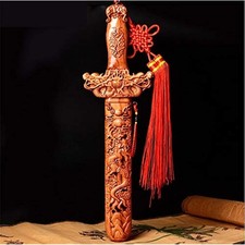 30cm Traditional Chinese Dragon Design Peach Wood Sword Drive Out Evil Spir