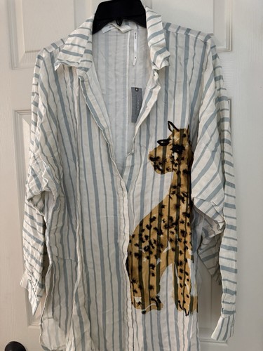 NWT LouLou Avenue Anthropologie Cheetah Button Down Shirt Tunic Top Cover-up MP - Bild 10 von 15