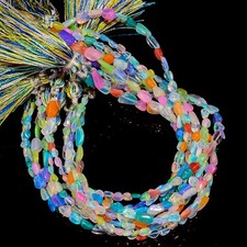 Multi Ethiopian Opal Gemstone Tumble Smooth Beads 3X2 10X7 mm Strand 8" AB-808