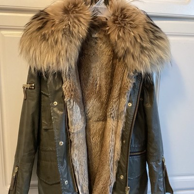 Sam New York Women s Biker Motorcycle Bomber Jacket Coat Parka Fur Vest S EUC