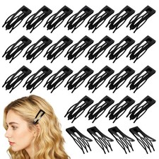 30 Pcs Double Grip Hair Clips, Black Metal Snap Hair Clips, for Hair Making