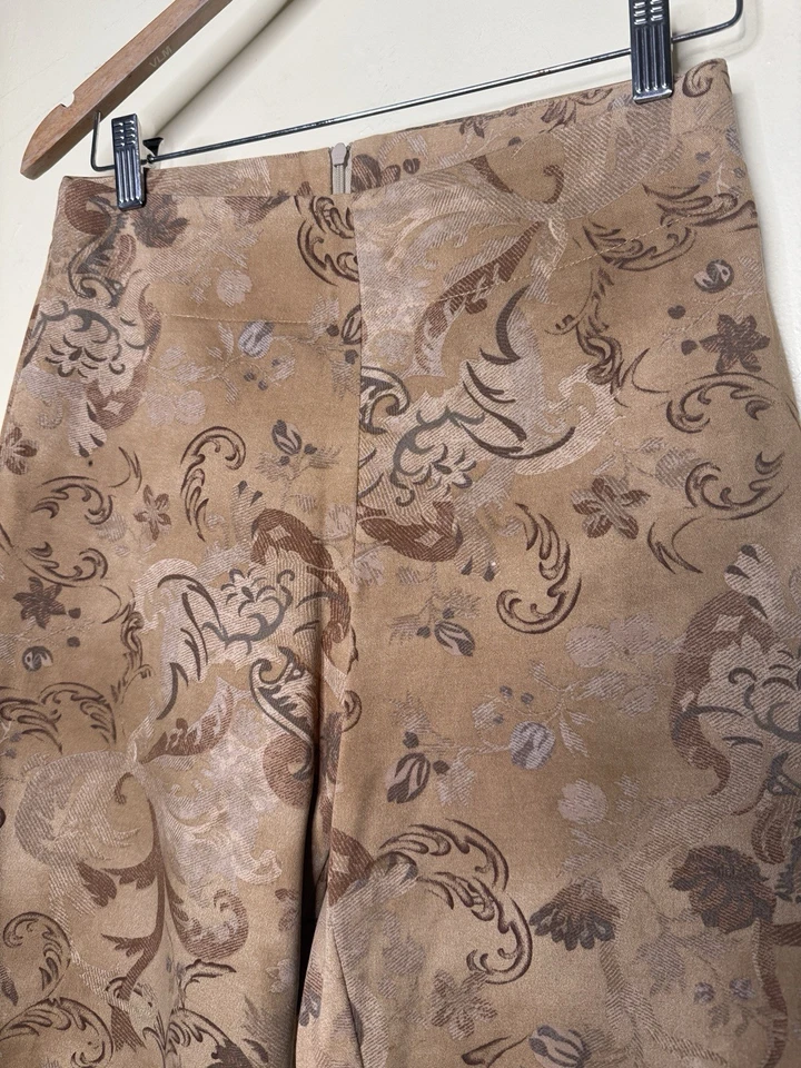 Pantalones WHBM Vintage Y2k Talla 6 Marrón Patrón Hojas Otoño Foto 2 de 4