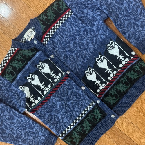 Vintage Susan Bristol Shetland Wool Cat Cardigan Sweater Women’s Large VTG 90s - Picture 2 of 9