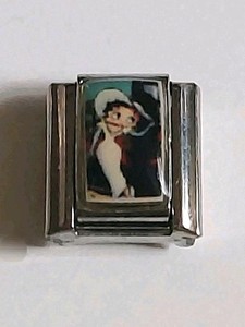 "Betty Boop Wearing A White Dress & Hat" Italian Charm By Milan New