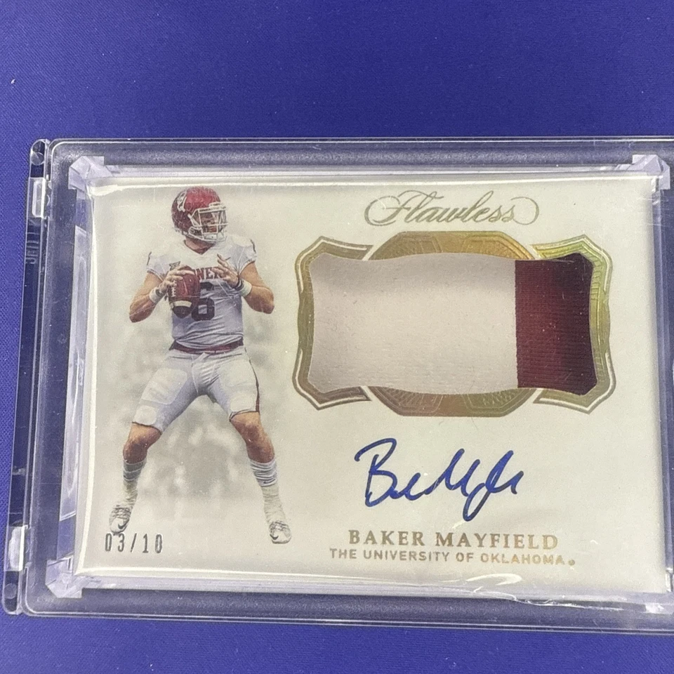  2019  PANINI FLAWLESS COLLEGIATE  BAKER MAYFIELD SIGNED AUTO PATCH CARD  /10   - Image 3 of 3
