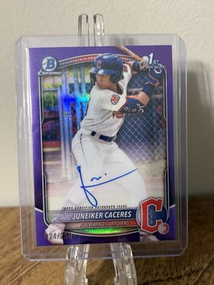 2025 Bowman Chrome Juneiker Caceres AutoPurple Refractor Ist Prospect#/250