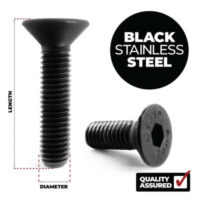 CARBOLTS Black Stainless Steel Socket Countersunk M3 M4 M5