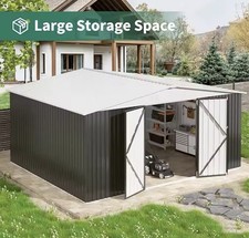 12x14 FT Outdoor Storage Shed, Updated Frame Structure, Lockable Doors.