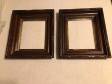 Matching pair of antique carved mahogany deep frames gilt inner frame hold 8x10