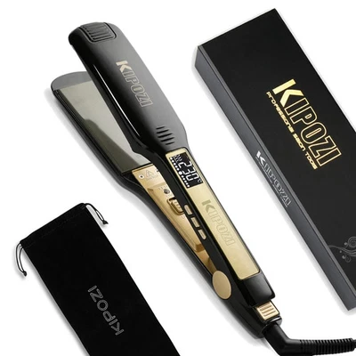 KIPOZI 1.75" Flat Iron Hair Straightener Floating Wide Plate Temperature Display