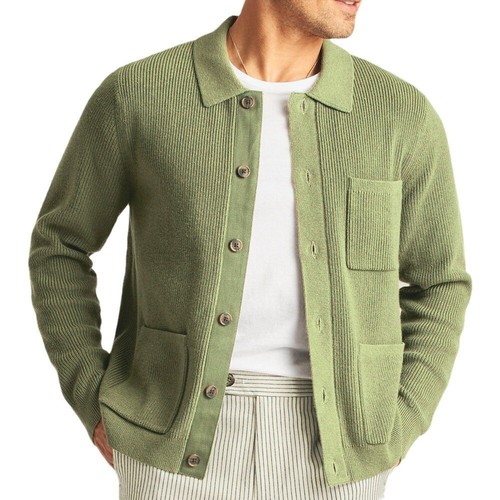 Men's knitted sweater shirt collar long sleeved sweater jacket - Picture 5 of 22