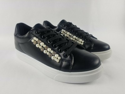 sneakers with pearls and rhinestones