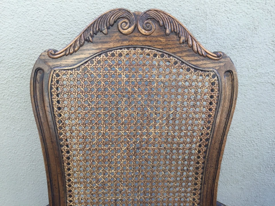 Pair of  Vintage Century Furniture CO. Cane Dining Arm Chairs- French Country - Image 3 of 4