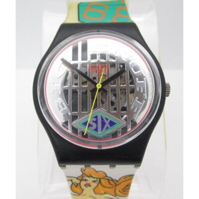 Women Swatch Swiss Quartz WR Analog 34mm Dial  Watch (F379) AG1992 ''Crack Band''