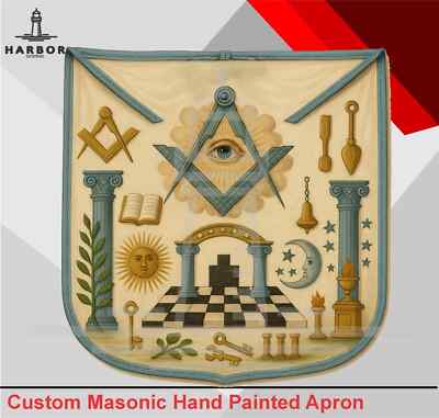 Masonic Apron Masonic Hand Painted Custom Painted Handcrafted Masonic Freemason