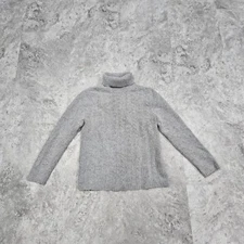 Women's Size M Vintage Angora Lambswool Grey TurtleNeck Sweater White Stag