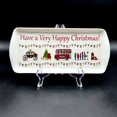 Milly Green British Design''HAVE A VERY HAPPY CHRISTMAS'' Mini London Platter Tray