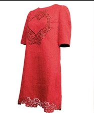 Dolce & Gabbana  Red Heart Shift Dress, Sz 38/ US 2