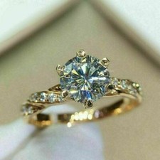 14K Yellow Gold Finish 2.70CT Round Cut Diamond Lab Created Engagement Ring Gift