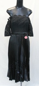 chi chi london lace top midi dress with pleated skirt in black