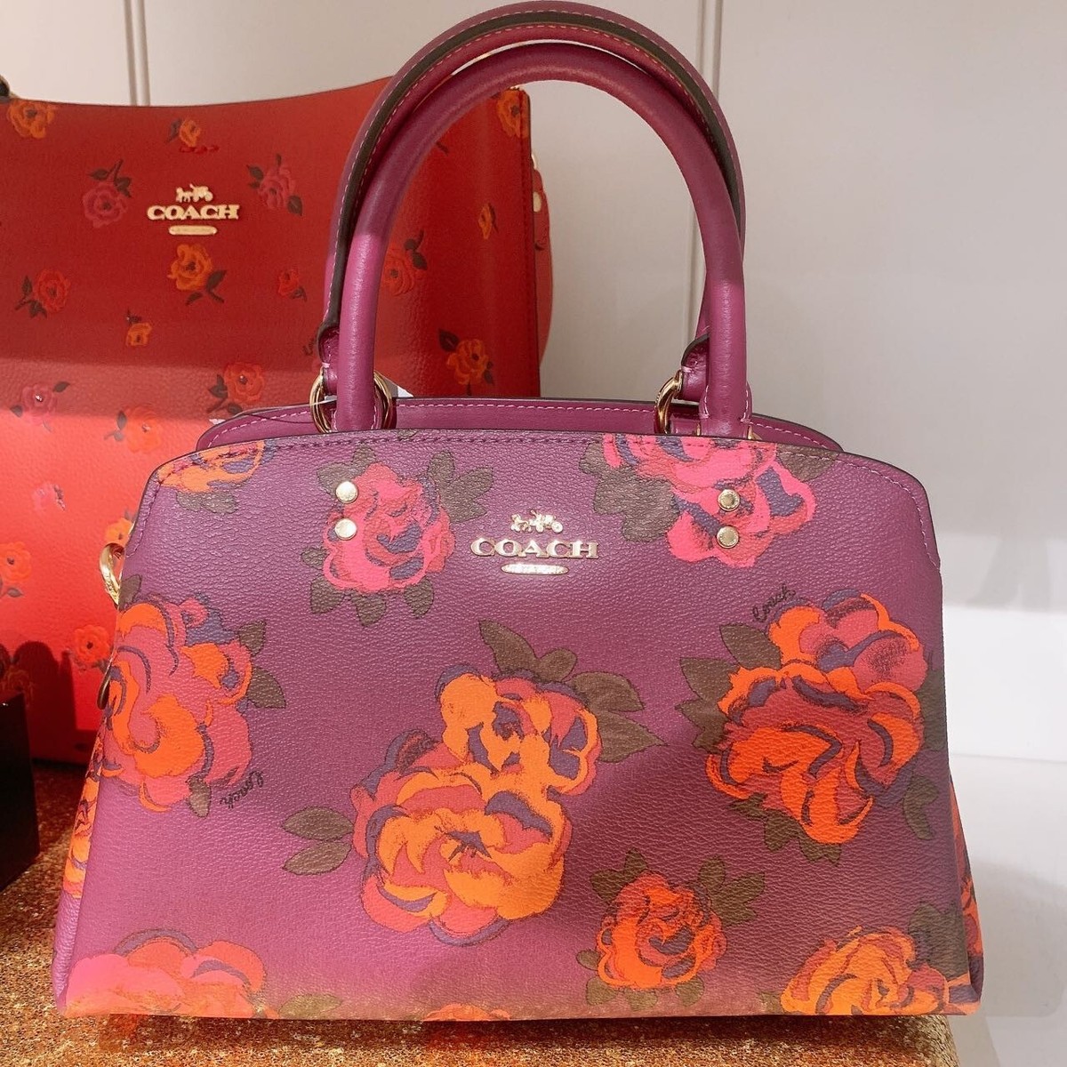 COACH ミニリリー キャリーオール 2way ハンドバッグ ショルダー 花柄 NWT Coach Mini Lillie Carryall With Jumbo Floral Print CF327 | eBay