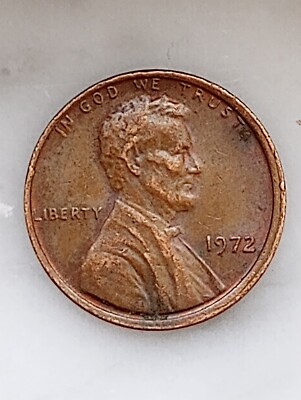 1972 Lincoln Memorial Penny  No Mint Mark, Off Center Strike, Letters On The Rim
