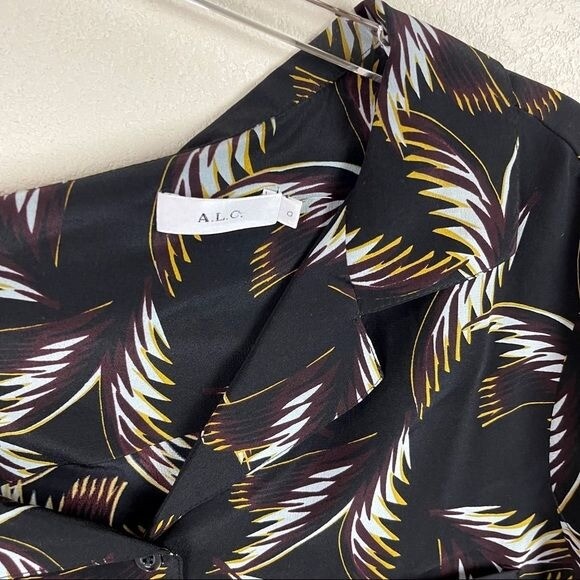 ALC Black Floral Off Shoulder Josephine Top Blouse Size