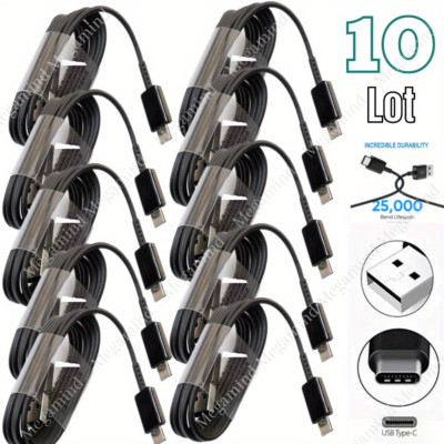 Lot of 10 Wholesale USB Type C Cable Samsung S10 A20 Charger Charging Cord Bulk
