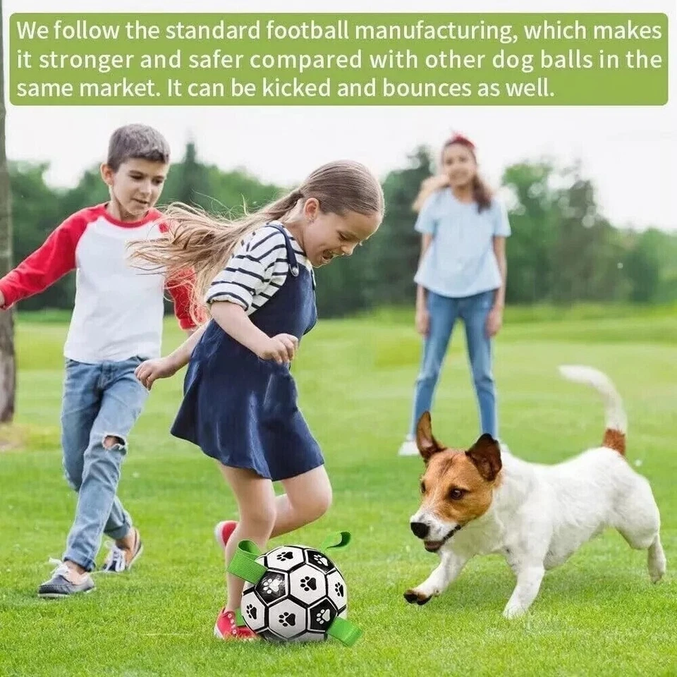 Dog Soccer Ball Puppy Toy Soccer Ball with Strap Interactive Dog Toy with Strap - Image 4 of 4