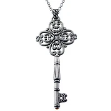 Secret Garden Large Key Necklace Agate & Cubic Zirconia Jewelry By Controse