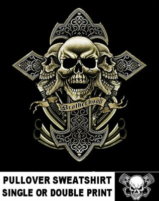Hard Core Outlaw Biker Brotherhood V Twin Motorcycle Rider Skull Sweatshirt WS83