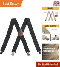 Men's Durable 2-Inch Elastic Suspenders with Metal Clips for Active Lifestyle