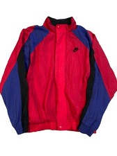 Vintage 90  s Nike Track Jacket Mens Size Medium Red Black Blue Windbreaker
