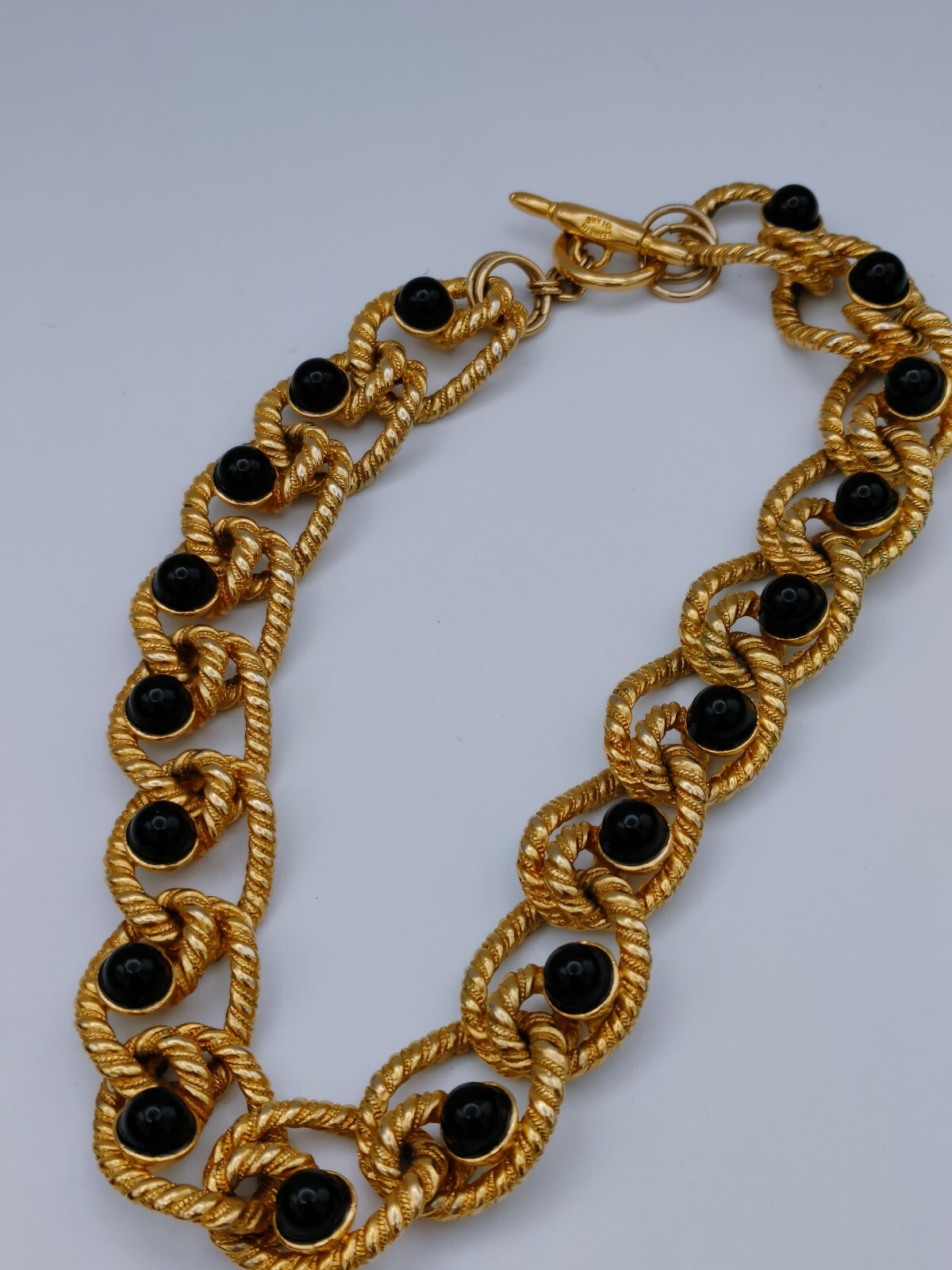 Vintage Chunky Gold Tone Black Bead's Kenneth  Ja… - image 9