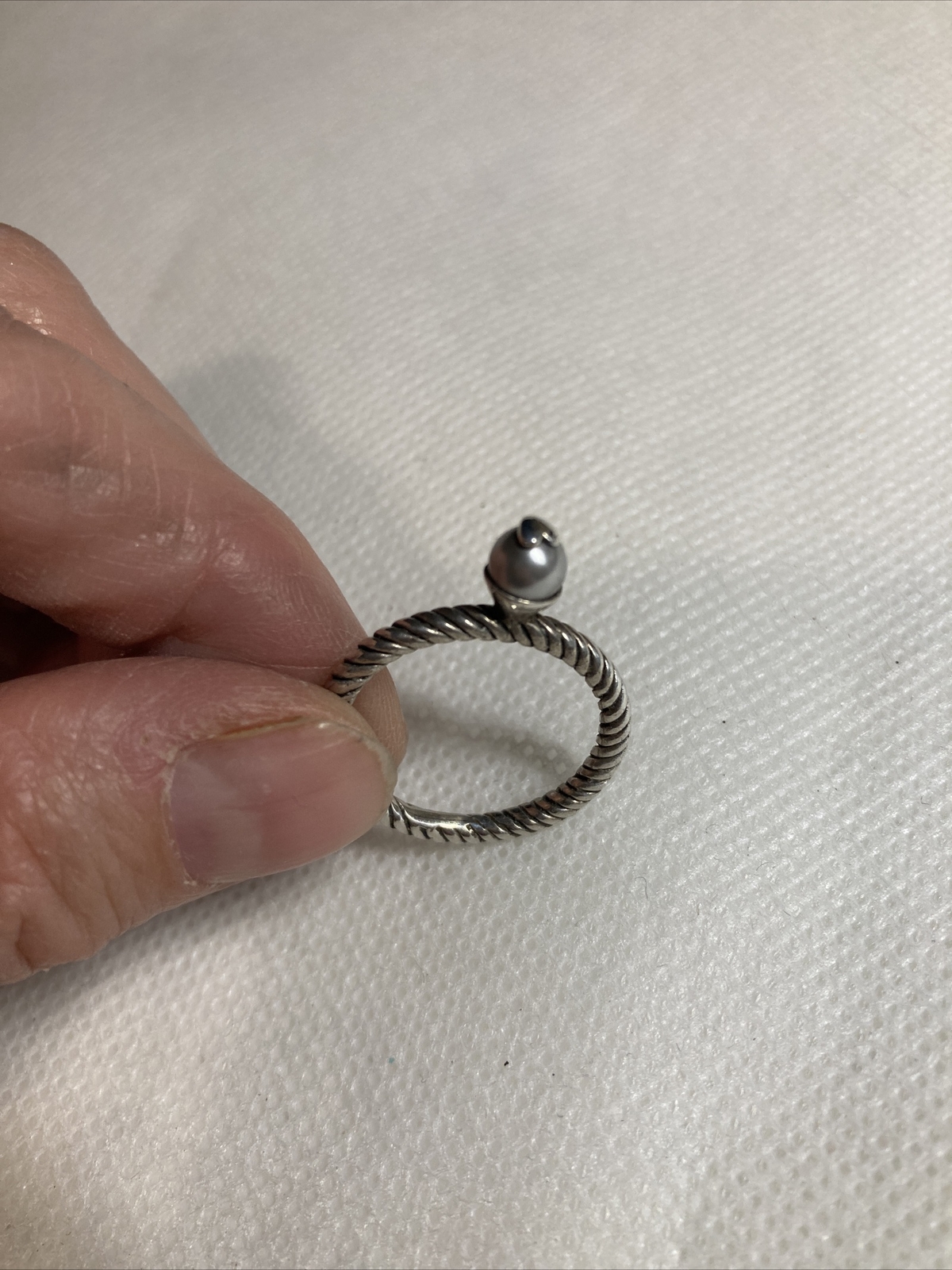 silver Sterling 925 stack ring with silver tone p… - image 2