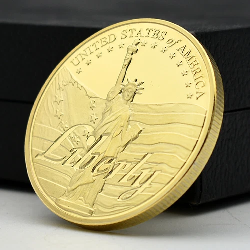 US Statue of Liberty Golden Commemorative Coin Art Ornaments Challenge Medal