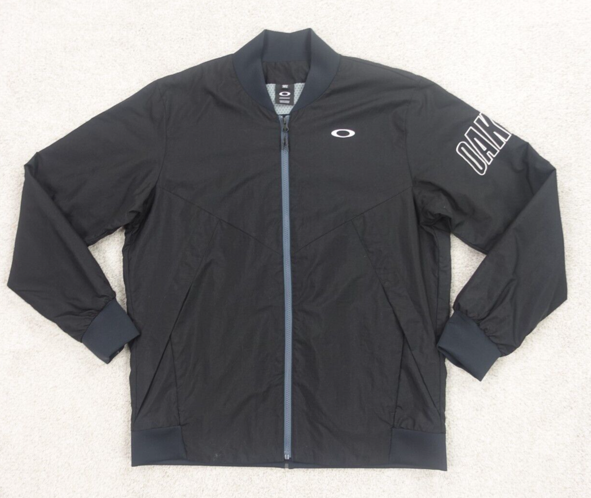 Oakley Bomber Jacket Mens Large Black Full Zip Nylon Tech Oakley Bomber Jacket Mens Large Black Full Zip Nylon Tech